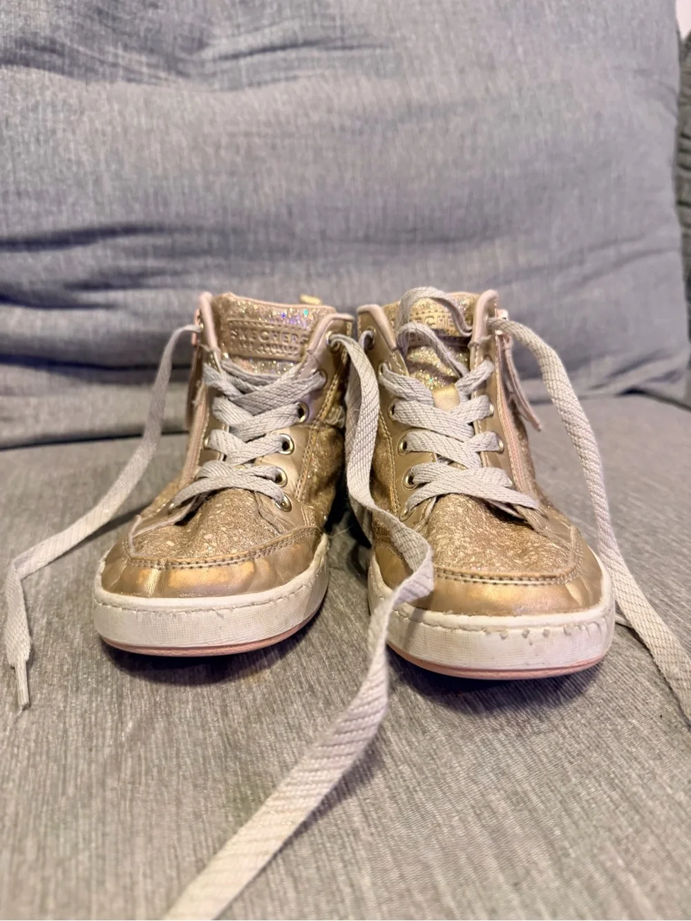 Skechers Girls' Metallic Gold Glitter High-Top Sneakers